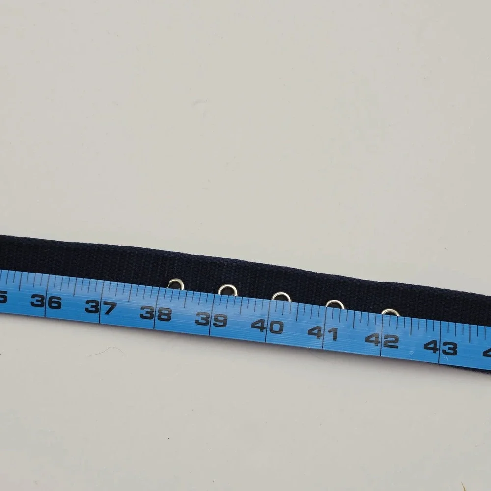 Fossil Utility Gear Mens Navy Blue Canvas Web Belt Leather Trim Size 38